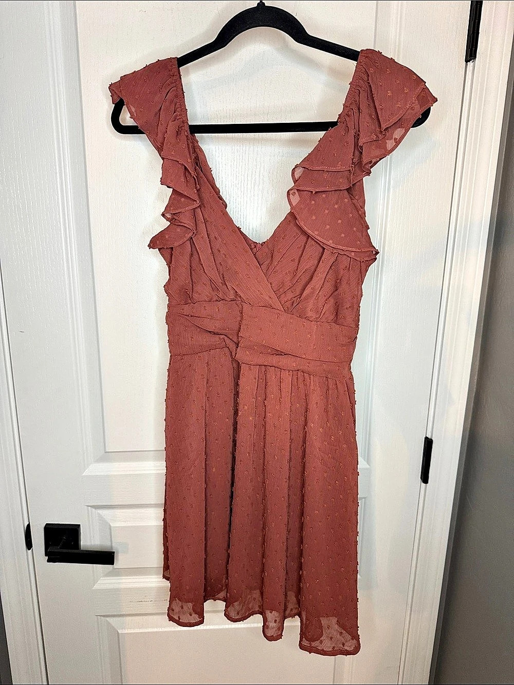 dee elly Ruffle Sleeve Midi Dress in Pink Size Medium